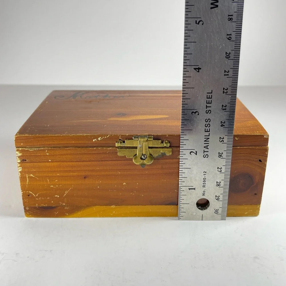 Vintage wooden cedar “Mother” jewelry box